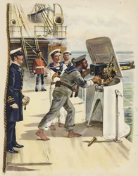 Gun drill during the naval manoeuvres, 1891